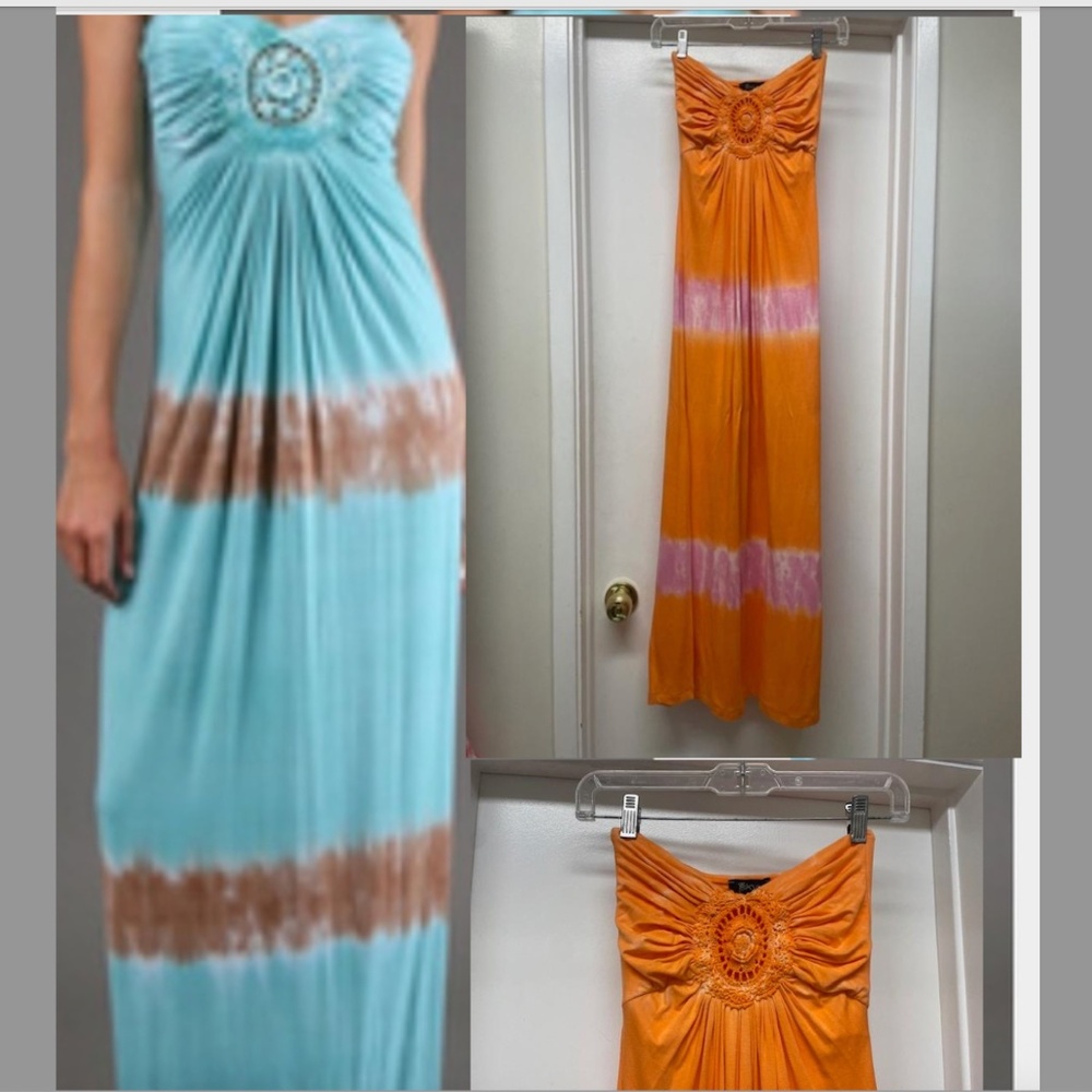 SKY BRAND Strapless Maxi Dress Crochet Detail